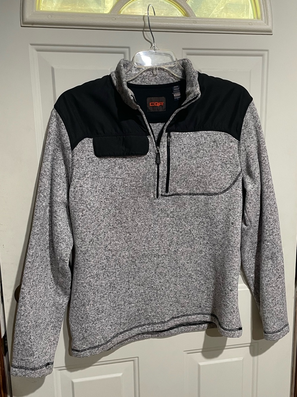 Men’s Heather Grey Quarter-Zip Pullover with Black Yoke